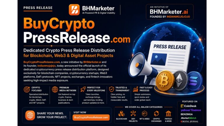 Buy Crypto Press Release dot com Launches as a New Initiative by BHMarketer.ai to Power Media Visibility for Blockchain and Web3 Projects